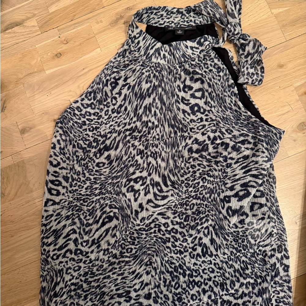 Halter Tie-Neck Animal Print Tank Top